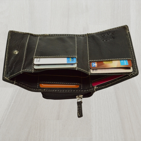 Sportlich handliche Geldkarten Geldbörse mit Münzfach und RFID Schutz (schwarz)